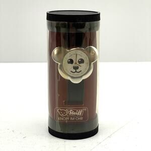 Steiff Teddy Head 1991 Analog Wrist Watch Brown Faux Leather Strap Vintage